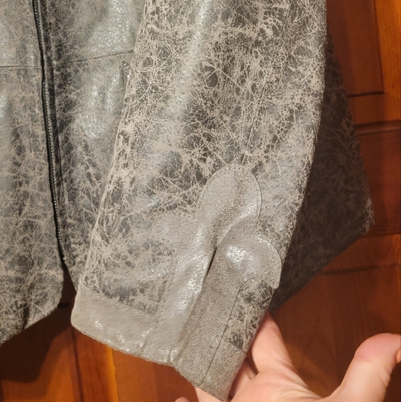 Chi by Faichi SzXl Leather Gorgeous Gray marbled Western jacket - Picture 4 of 5